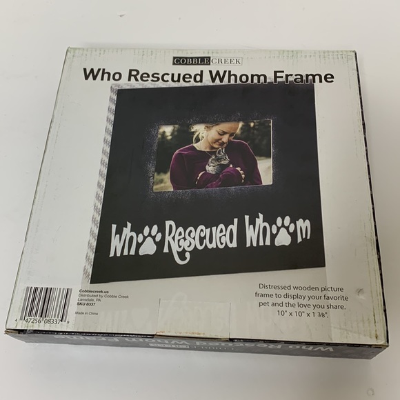 Cobble Creek | Who Rescued Whom Dog Pet Picture Frame | Distressed Wooden Frame - Picture 3 of 9